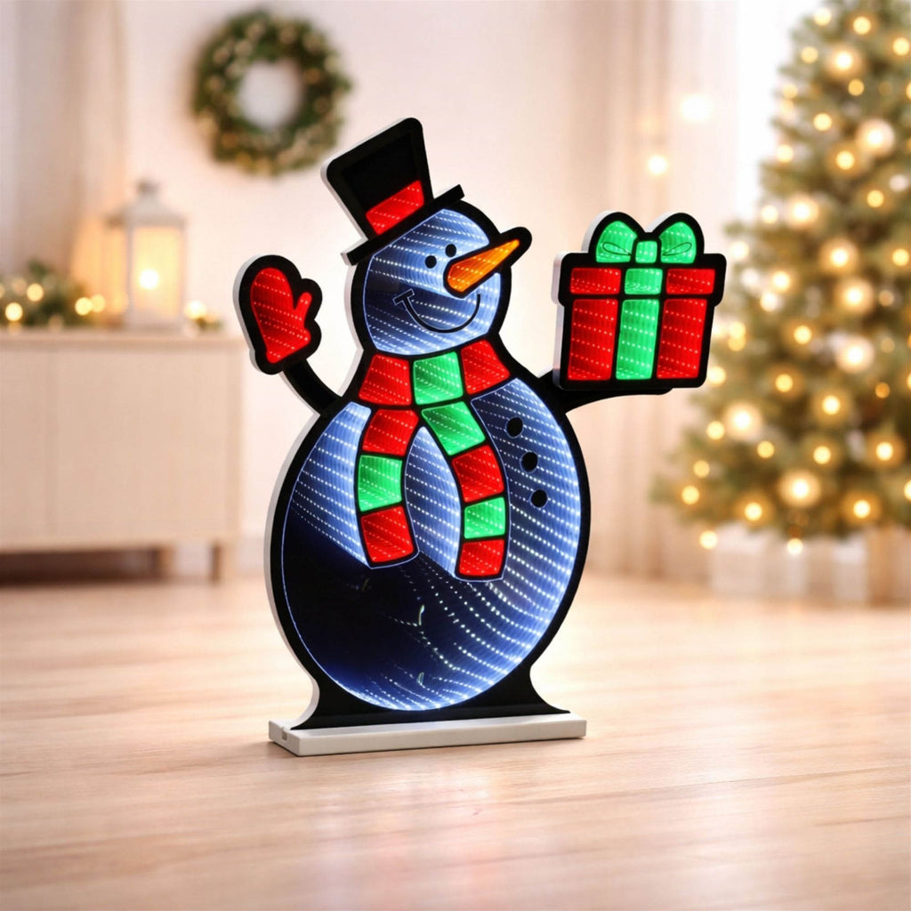 Snowman with Christmas Present Ekkolight 23.5"H
