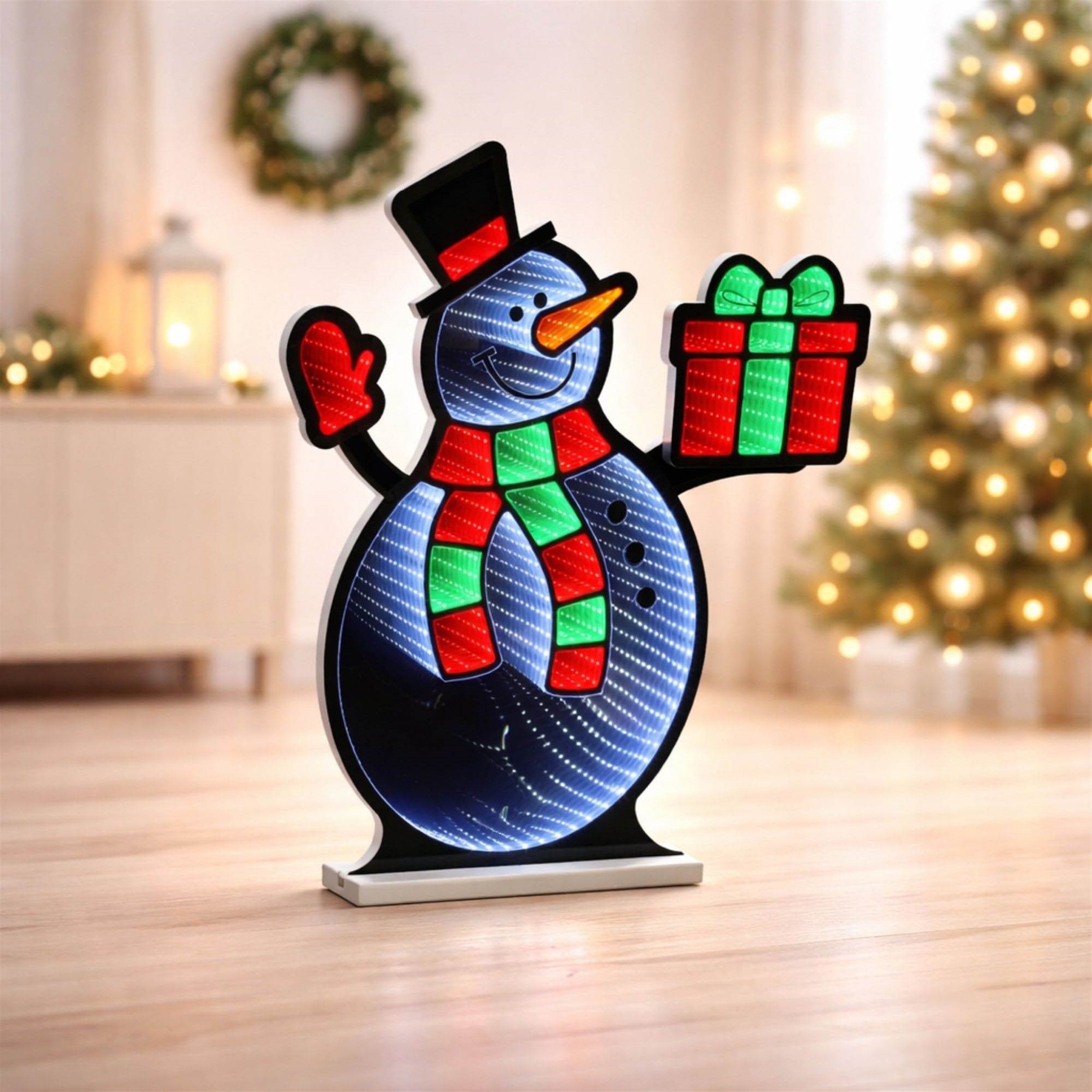 Snowman with Christmas Present Ekkolight 23.5"H