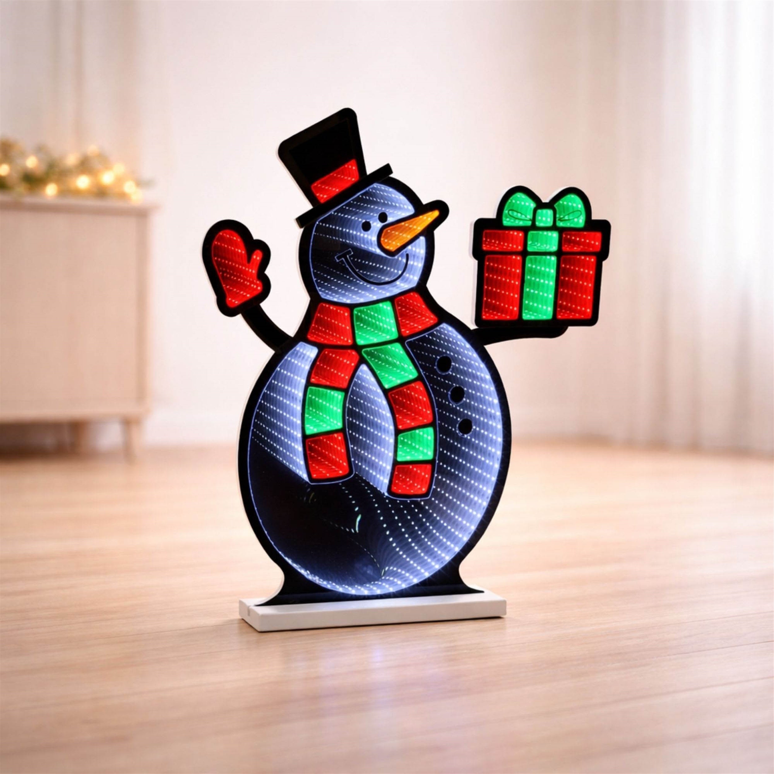 Snowman with Christmas Present Ekkolight 23.5"H