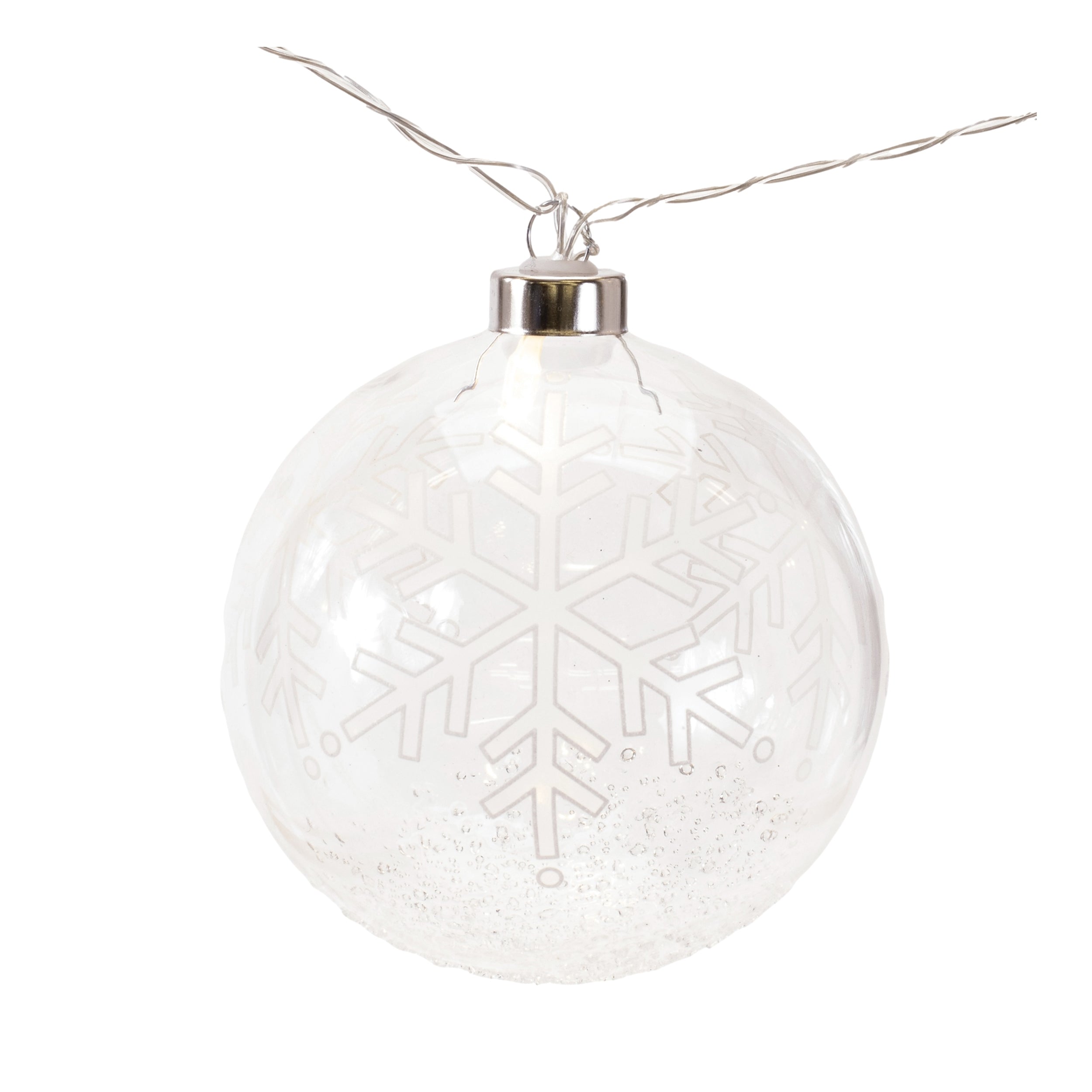 LED Snowflake Ball Ornament Light String 4.5'L