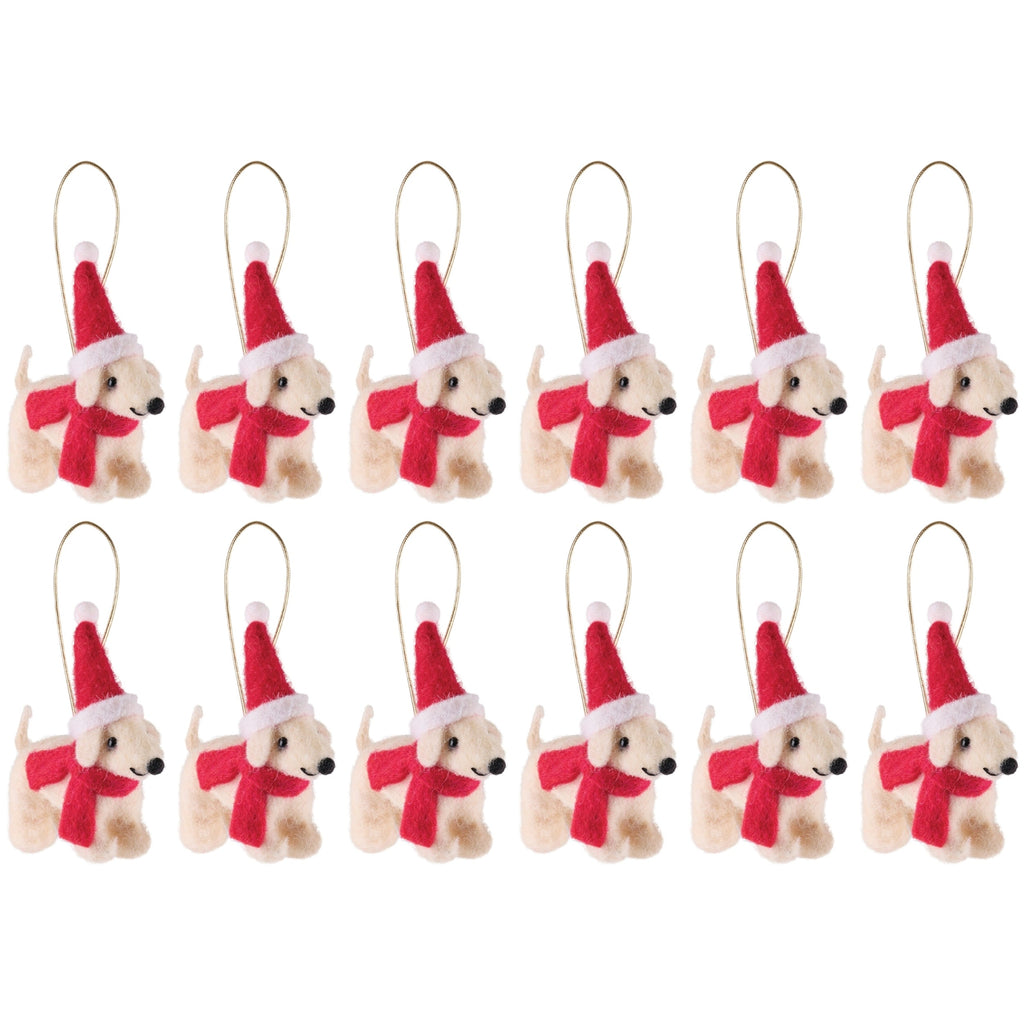 Dog with Santa Hat Ornaments (Set of 12)