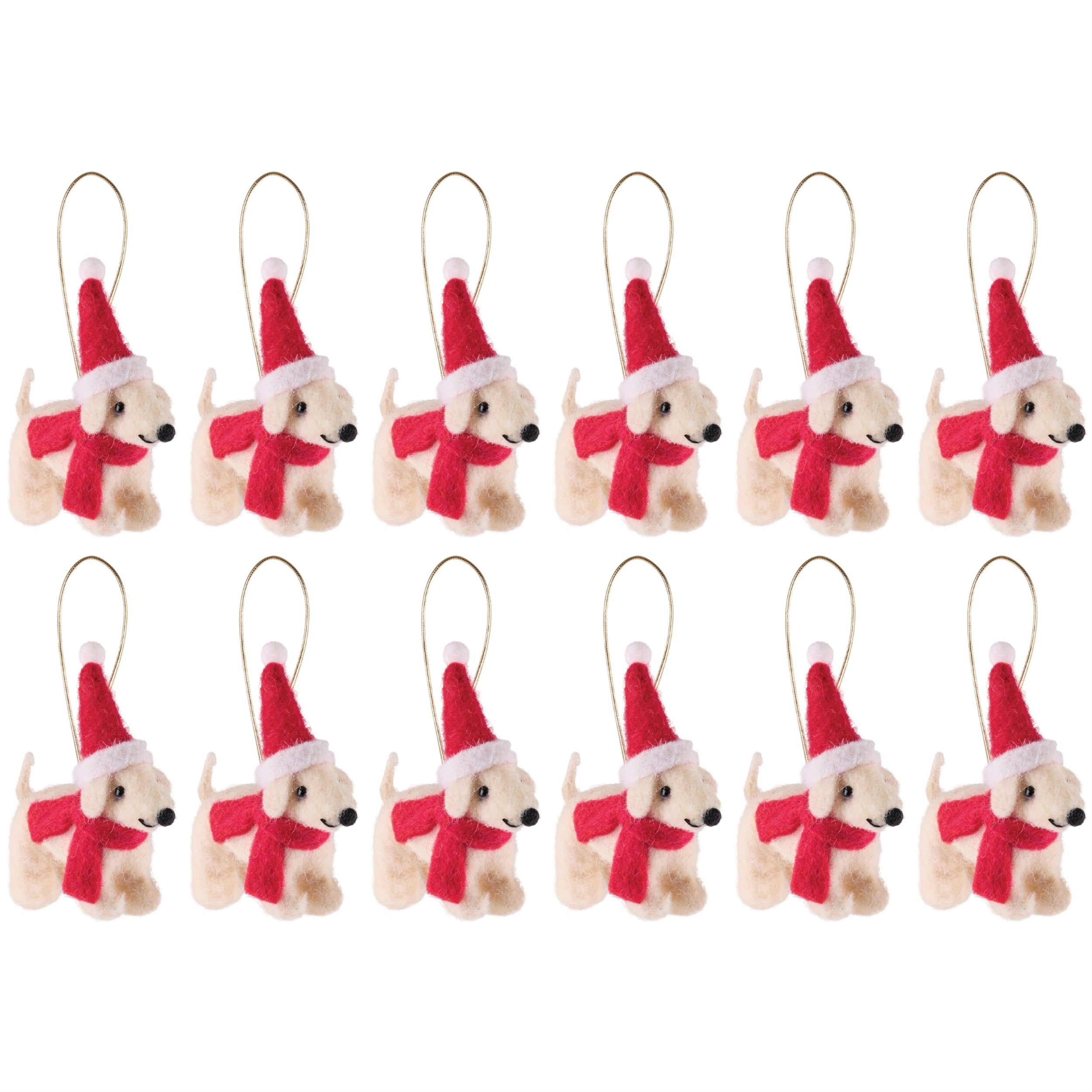 Dog with Santa Hat Ornaments (Set of 12)