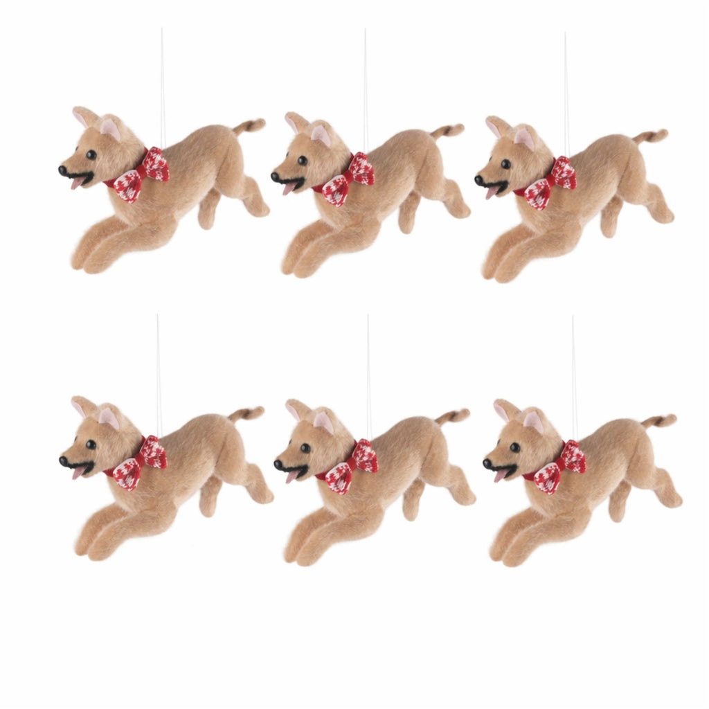 Dog with Bow Ornaments (Set of 6)