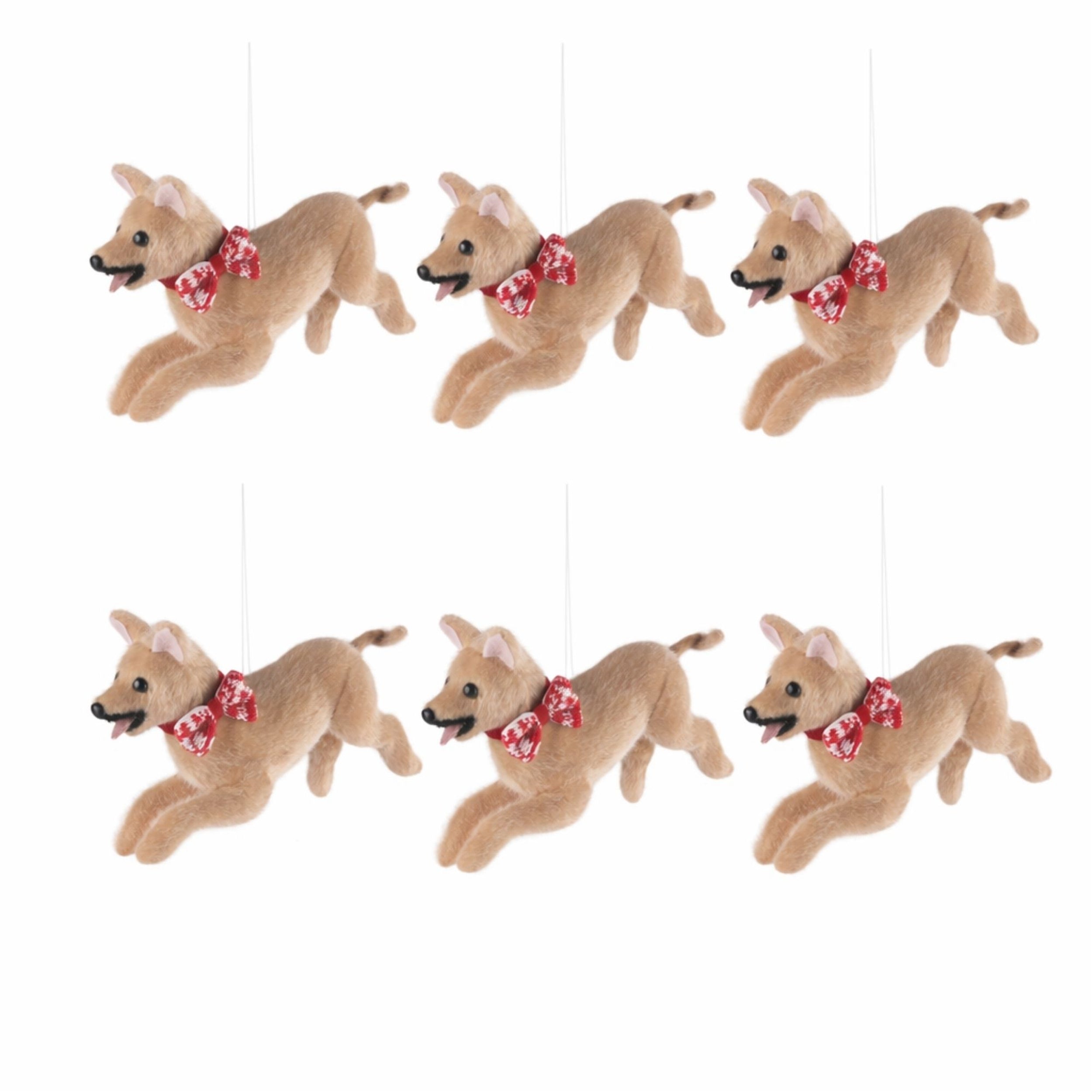Dog with Bow Ornaments (Set of 6)