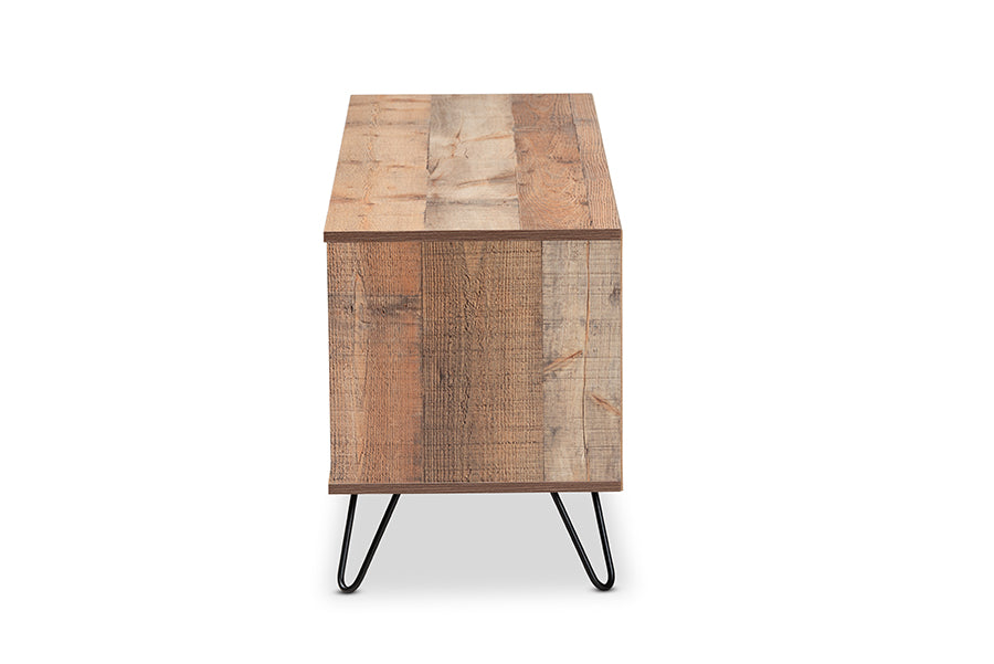 Baxton Studio Iver Modern and Contemporary Rustic Oak Finished 1-Door Wood TV Stand