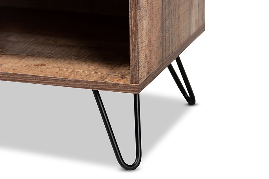 Baxton Studio Iver Modern and Contemporary Rustic Oak Finished 1-Door Wood TV Stand