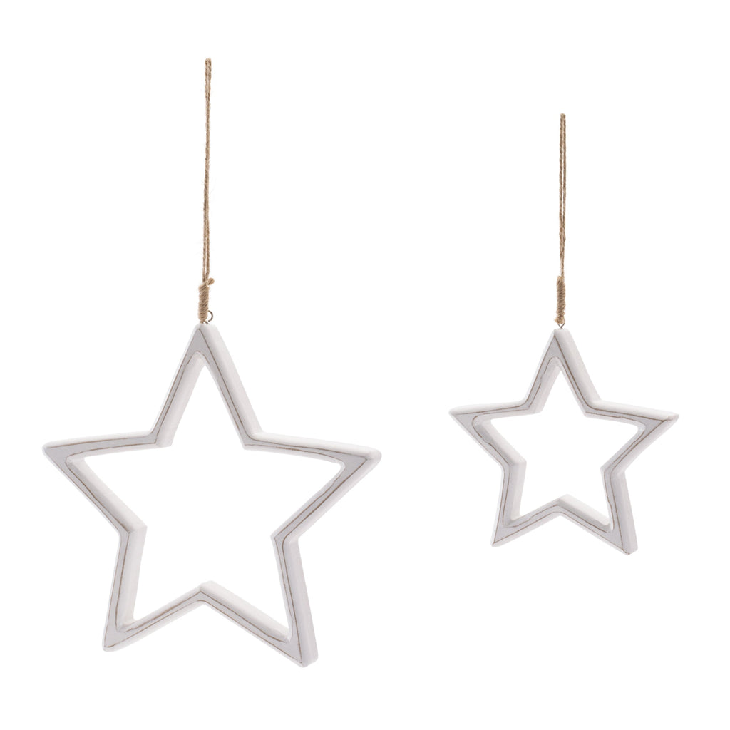 Carved Wooden Star Ornament (Set of 2)