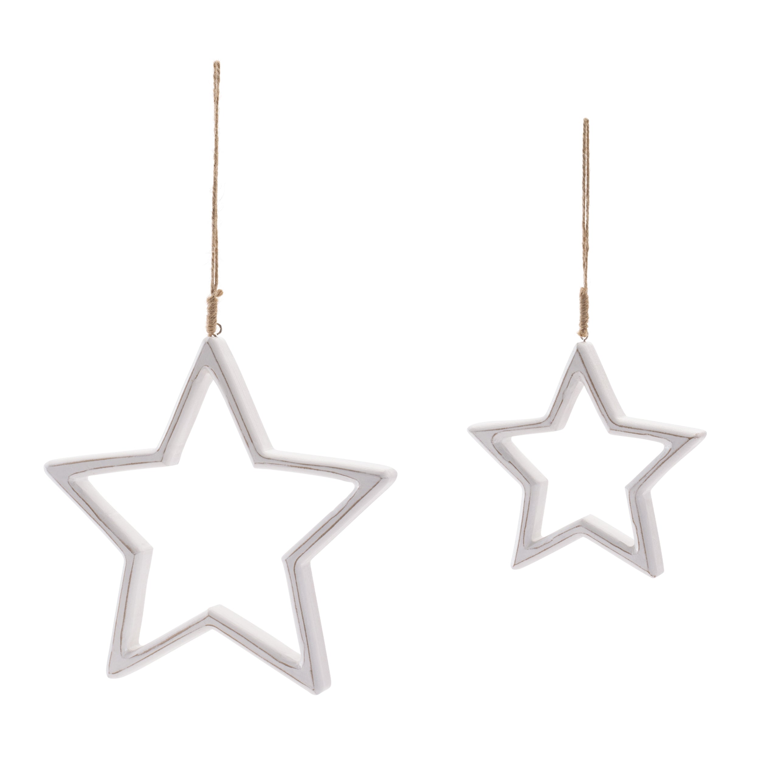 Carved Wooden Star Ornament (Set of 2)