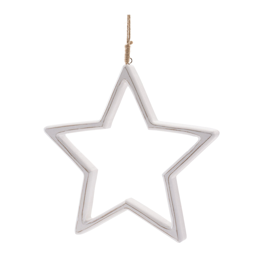 Carved Wooden Star Ornament (Set of 2)