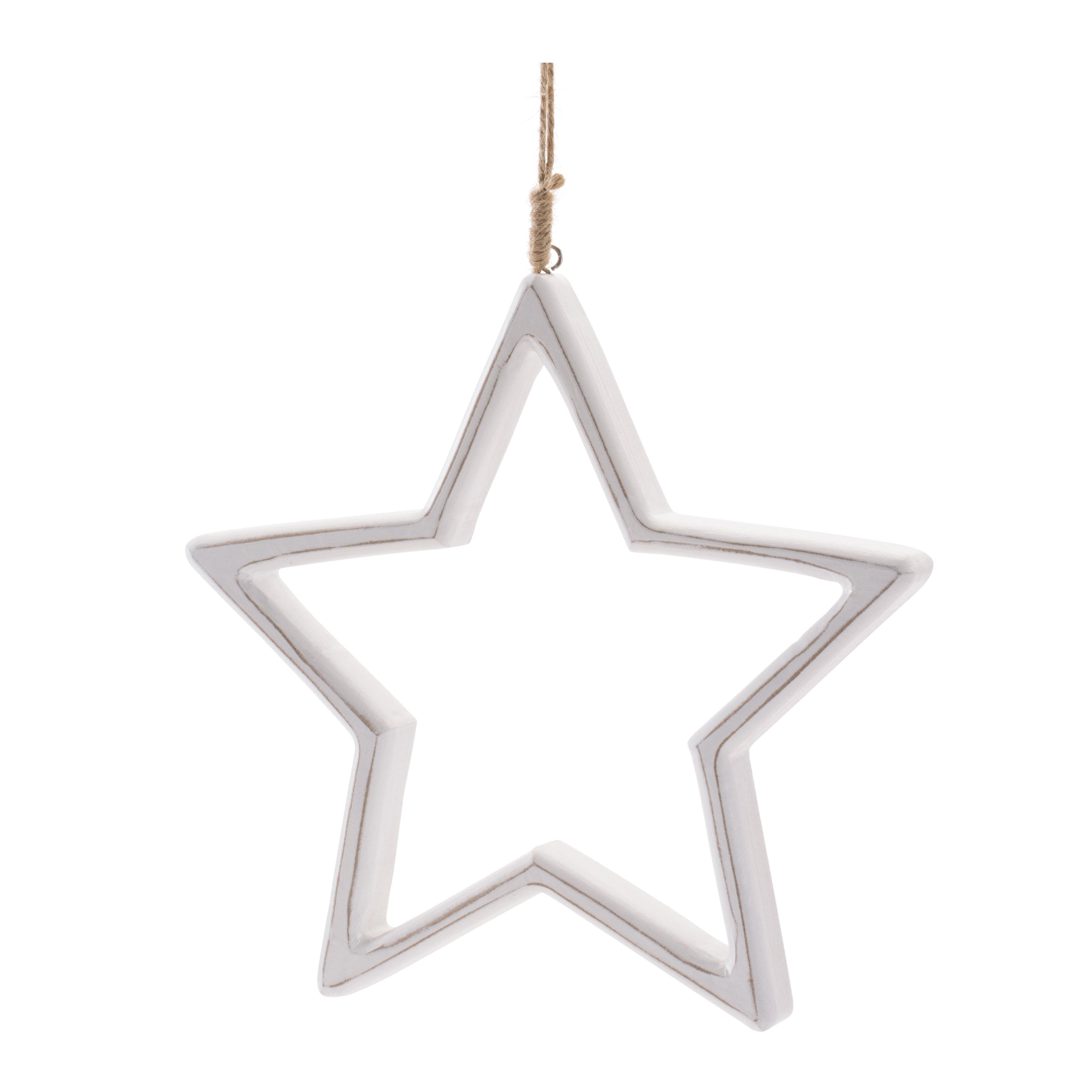 Carved Wooden Star Ornament (Set of 2)