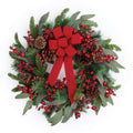 Fresh Touch Pine and Berry Wreath with Bow 24"D