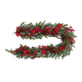 Fresh Touch Pine and Berry Garland with Ribbon 6'L