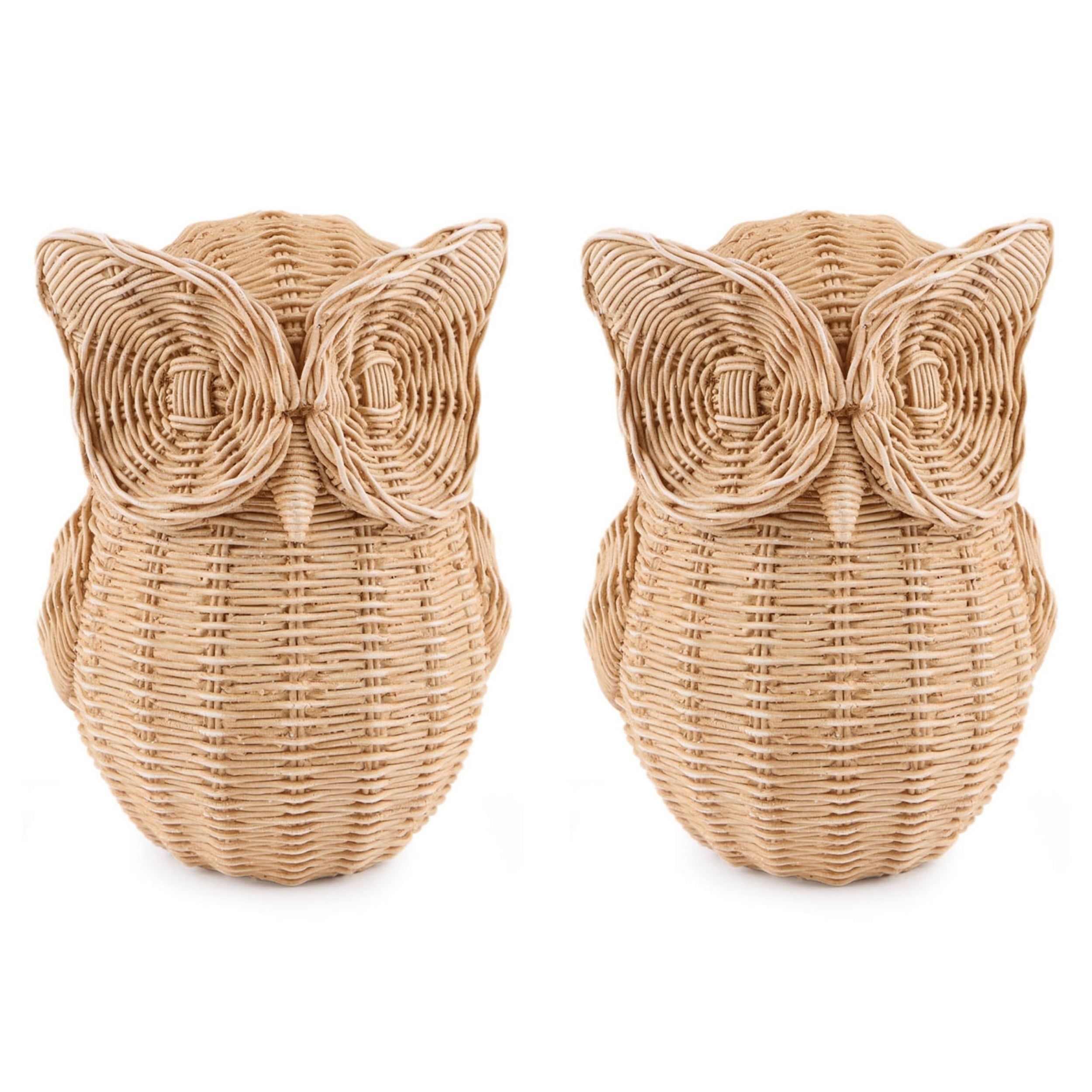 Woven Look Owl Figurines (Set of 2)