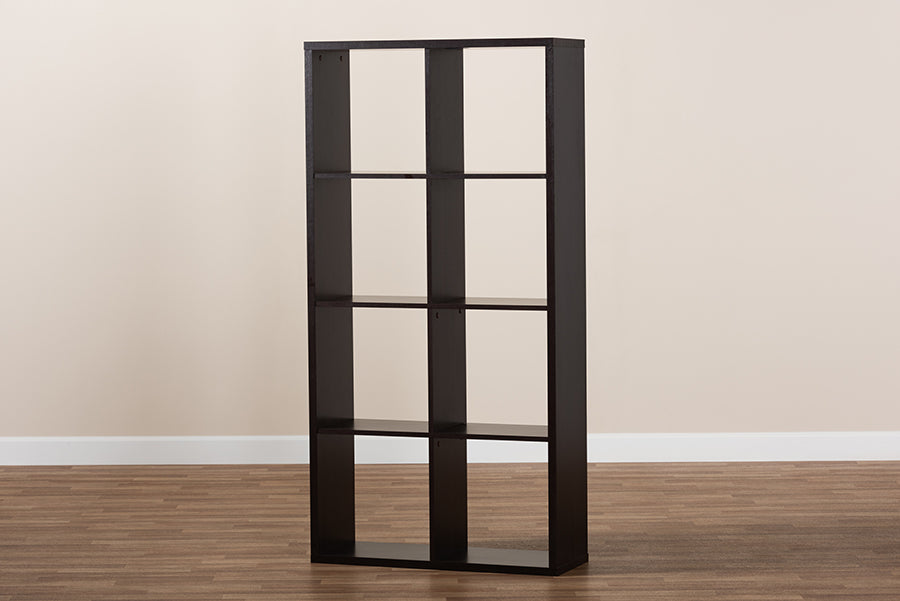 Baxton Studio Janne Modern and Contemporary Dark Brown Finished 8-Cube Multipurpose Storage Shelf