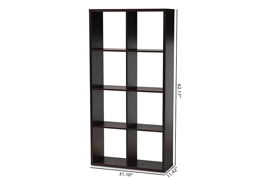 Baxton Studio Janne Modern and Contemporary Dark Brown Finished 8-Cube Multipurpose Storage Shelf