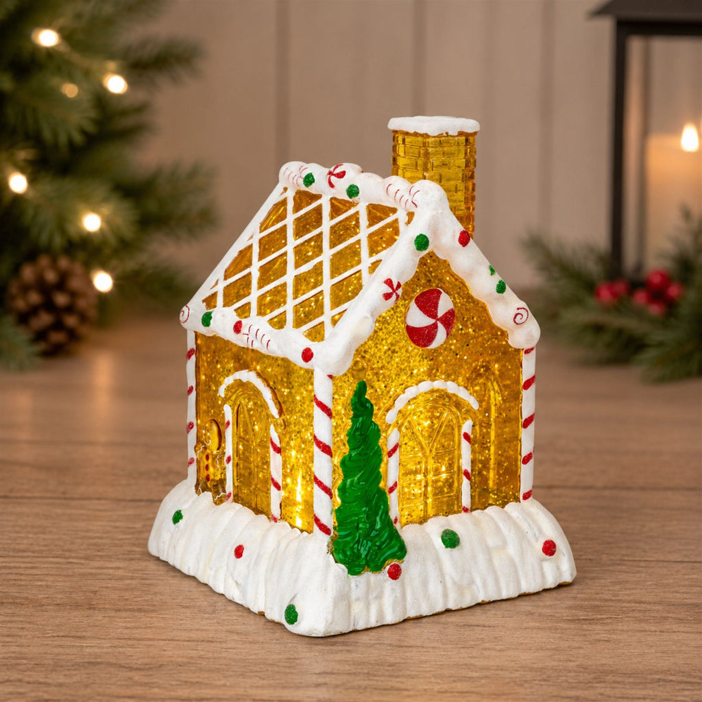 LED Gingerbread House Snow Globe Decoration