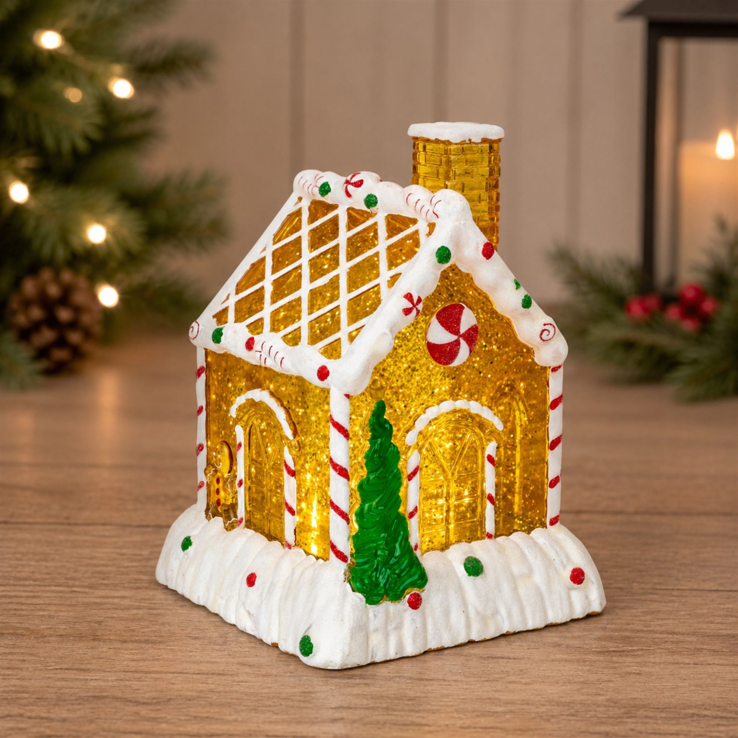 LED Gingerbread House Snow Globe Decoration