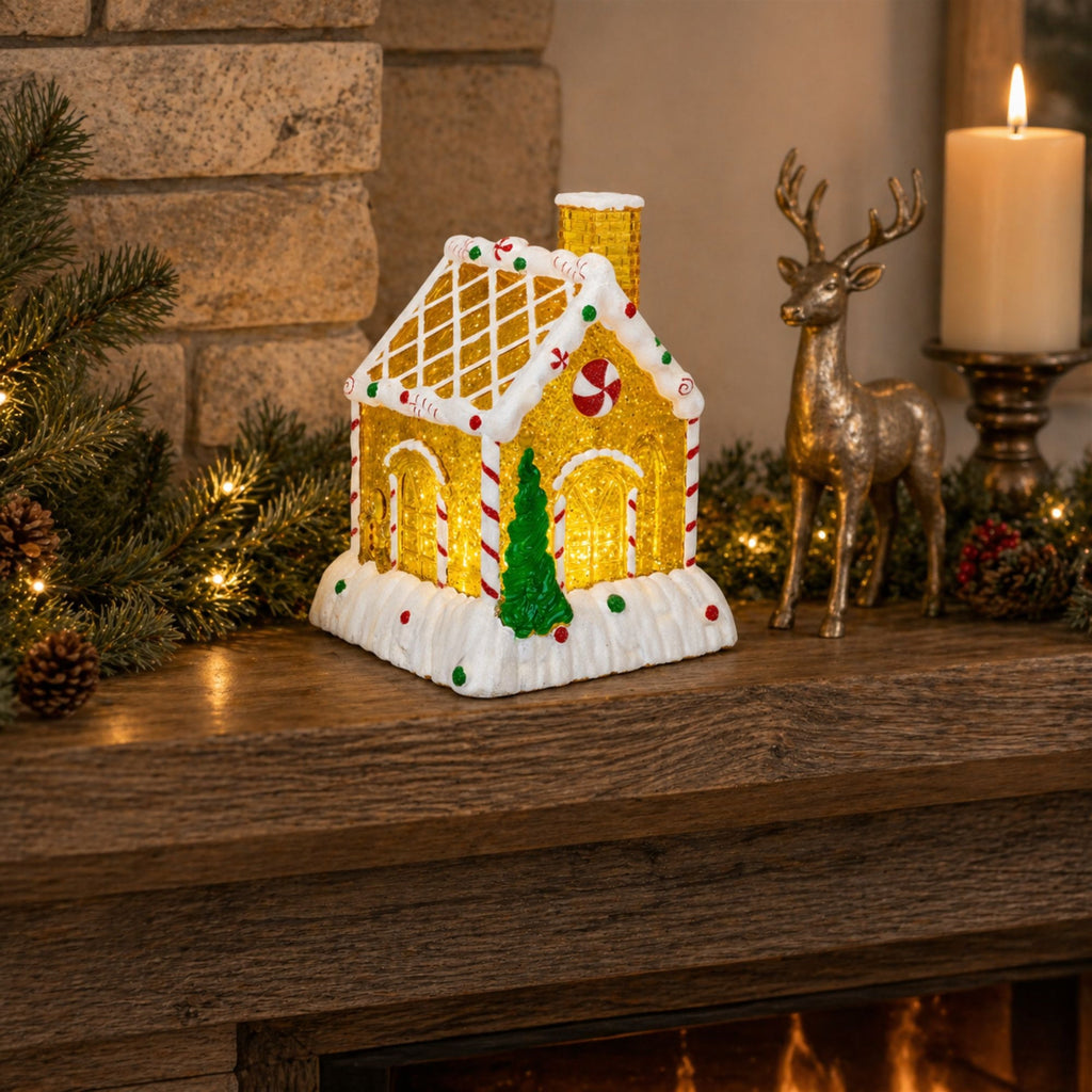 LED Gingerbread House Snow Globe Decoration