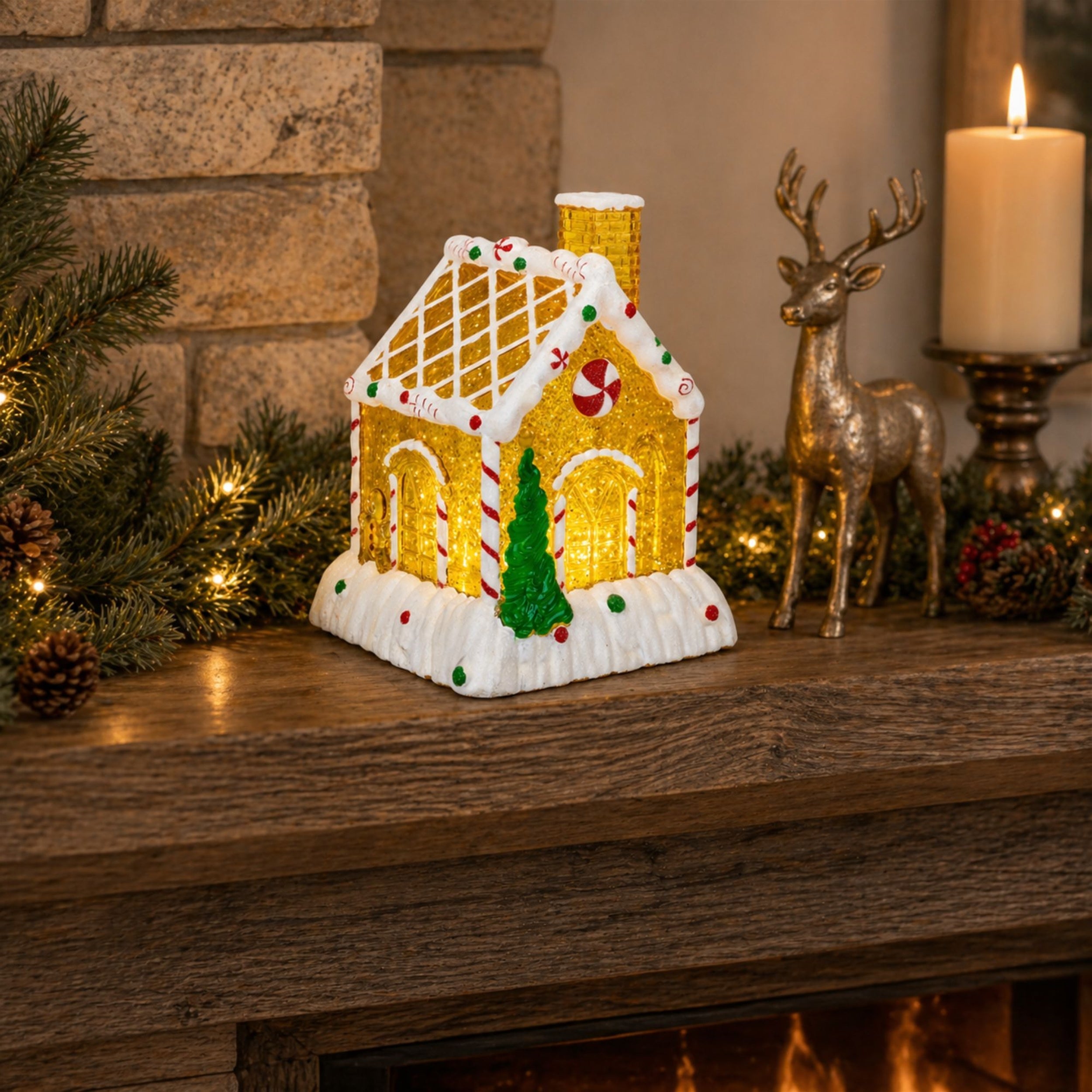 LED Gingerbread House Snow Globe Decoration