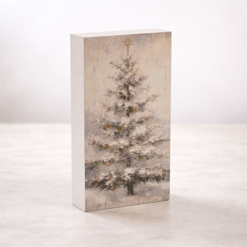 Rustic Christmas Tree Block Sign (Set of 2)