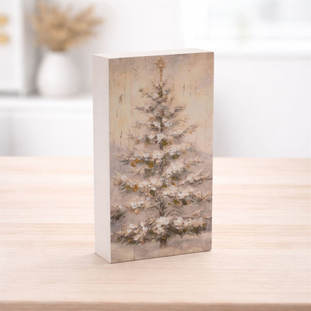 Rustic Christmas Tree Block Sign (Set of 2)