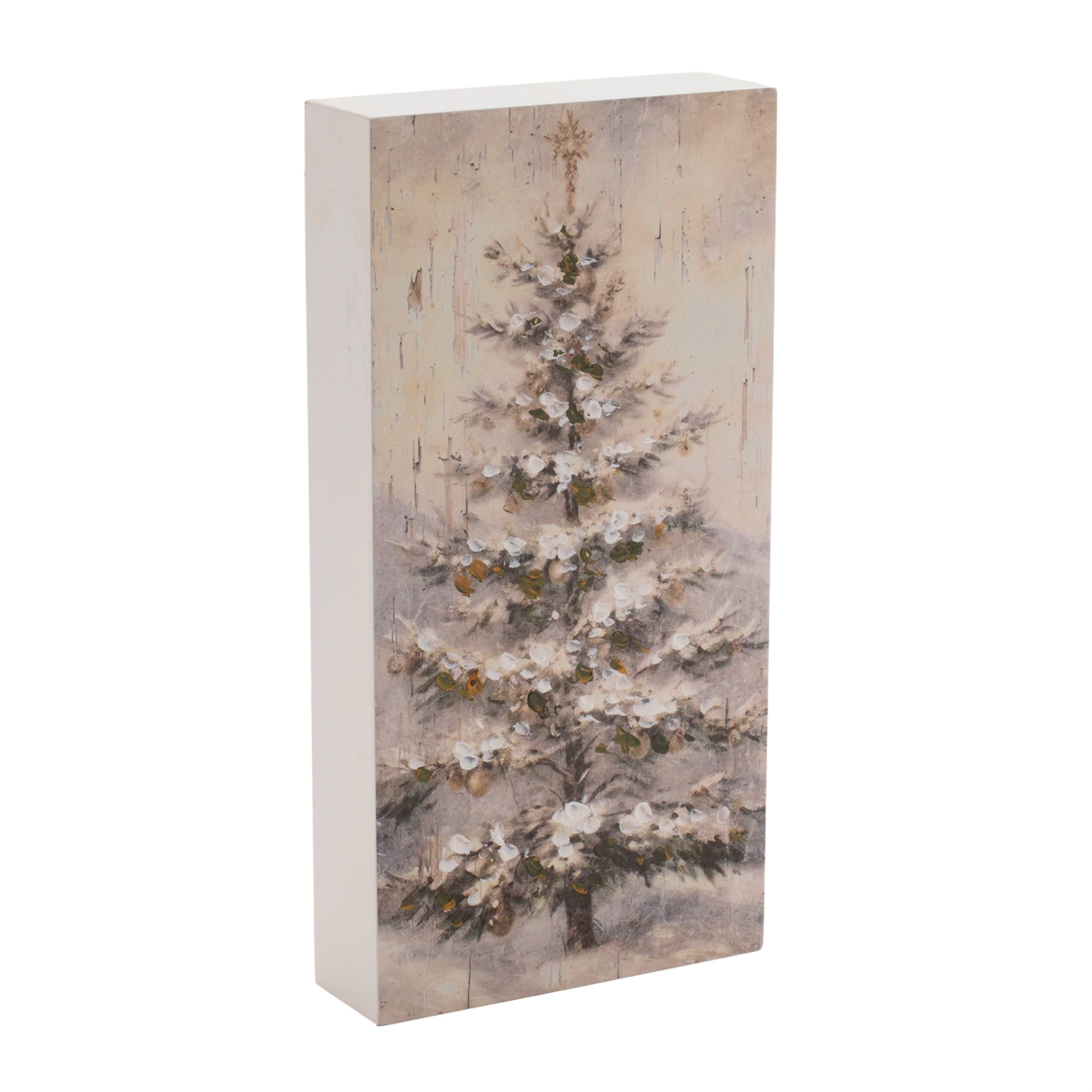 Rustic Christmas Tree Block Sign (Set of 2)