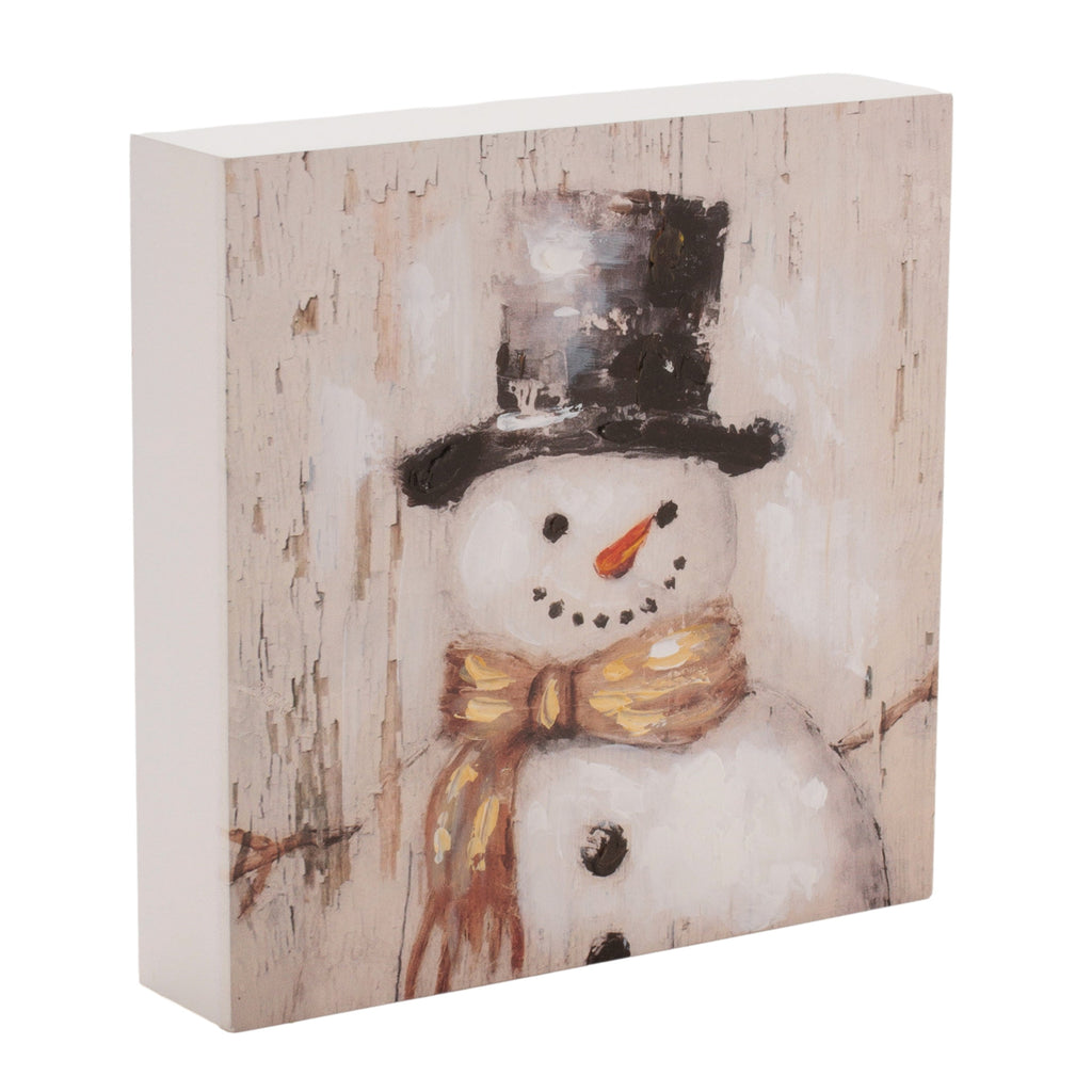 Holiday Snowman Block Sign (Set of 2)