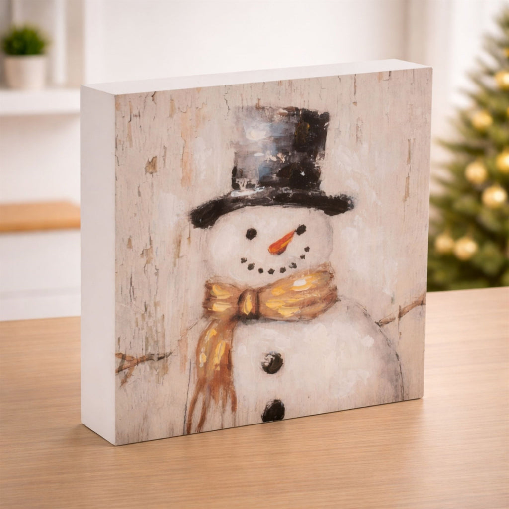 Holiday Snowman Block Sign (Set of 2)