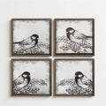 Bird Silhouette Mirror Plaques (Set of 4)