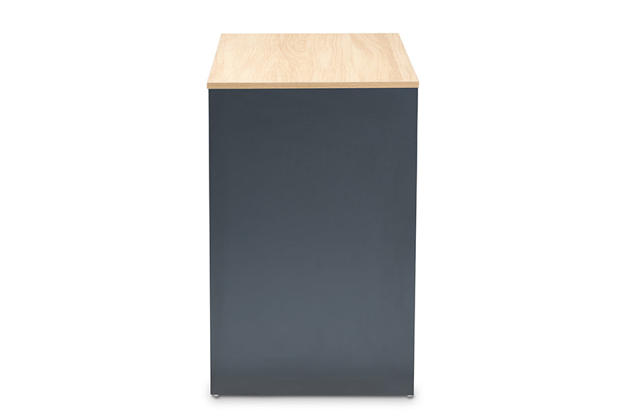 Baxton Studio Reed Mid-Century Modern 2-Drawer Multicolor Wood Computer Desk