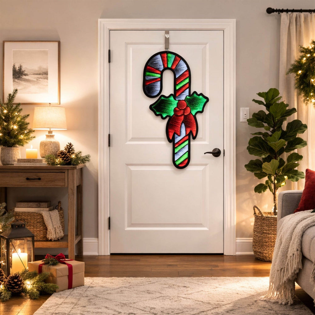Hanging Candy Cane with Holly Ekkolight 35"H