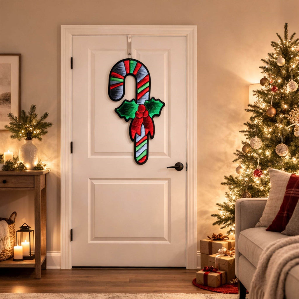 Hanging Candy Cane with Holly Ekkolight 35"H