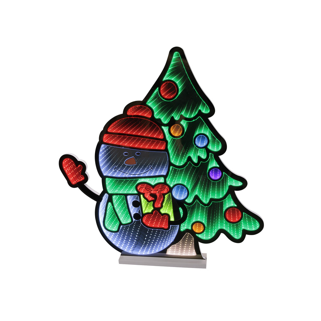 Snowman with Christmas Tree Ekkolight 27"H