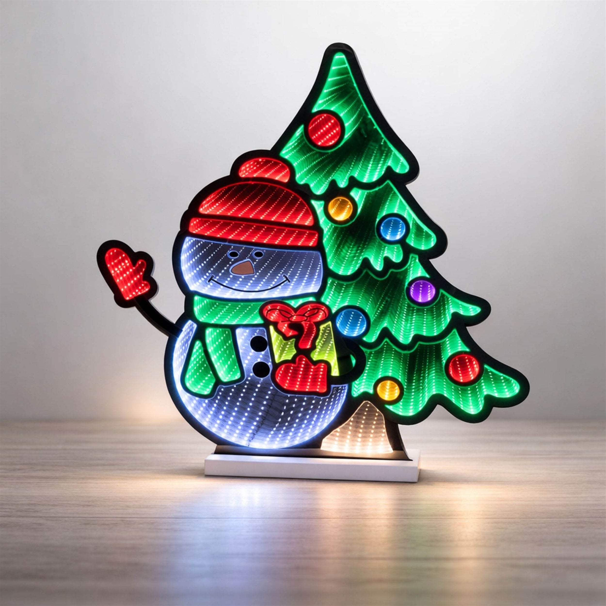 Snowman with Christmas Tree Ekkolight 27"H