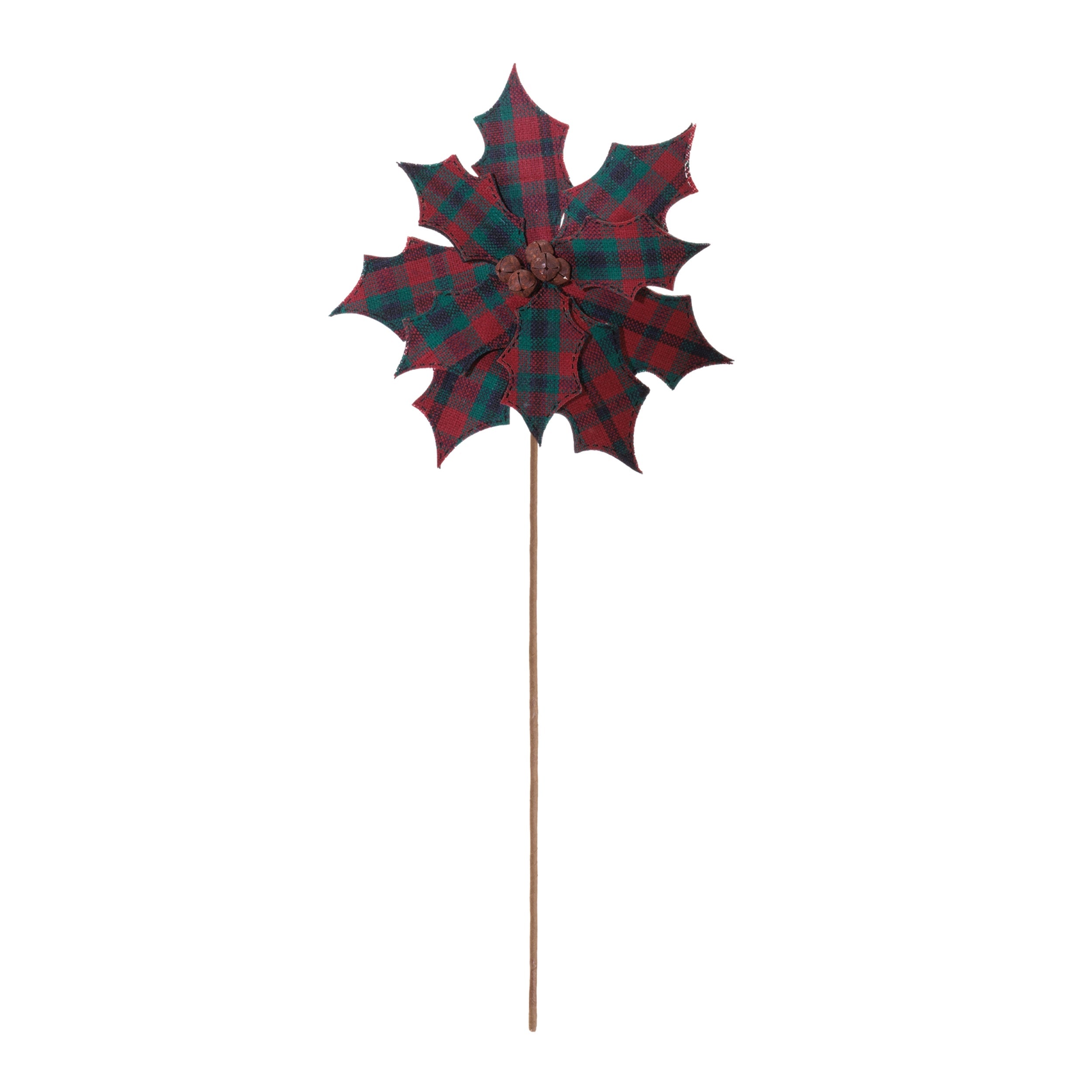 Plaid Poinsettia Stem (Set of 2)
