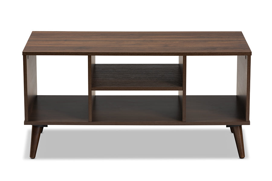 Baxton Studio Linas Mid-Century Modern Walnut Finished Coffee Table