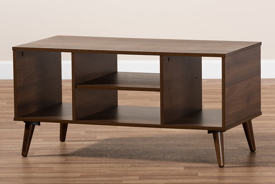 Baxton Studio Linas Mid-Century Modern Walnut Finished Coffee Table