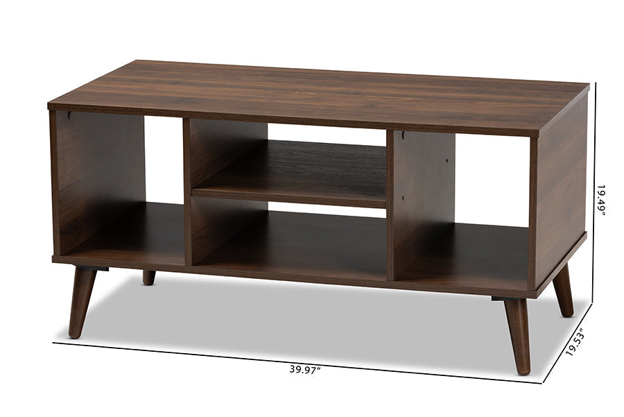Baxton Studio Linas Mid-Century Modern Walnut Finished Coffee Table