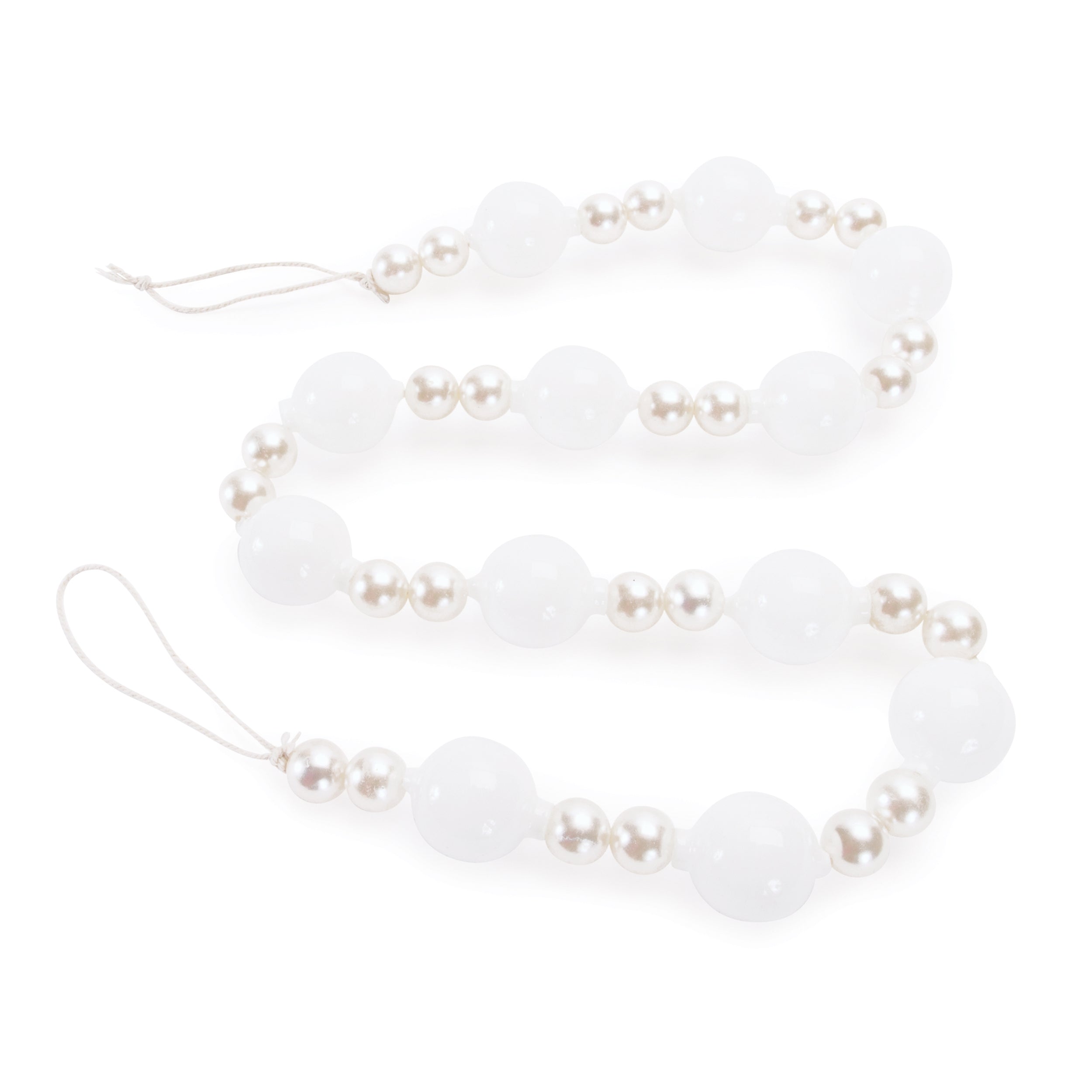 White and Pearl Glass Ball Garland 32"