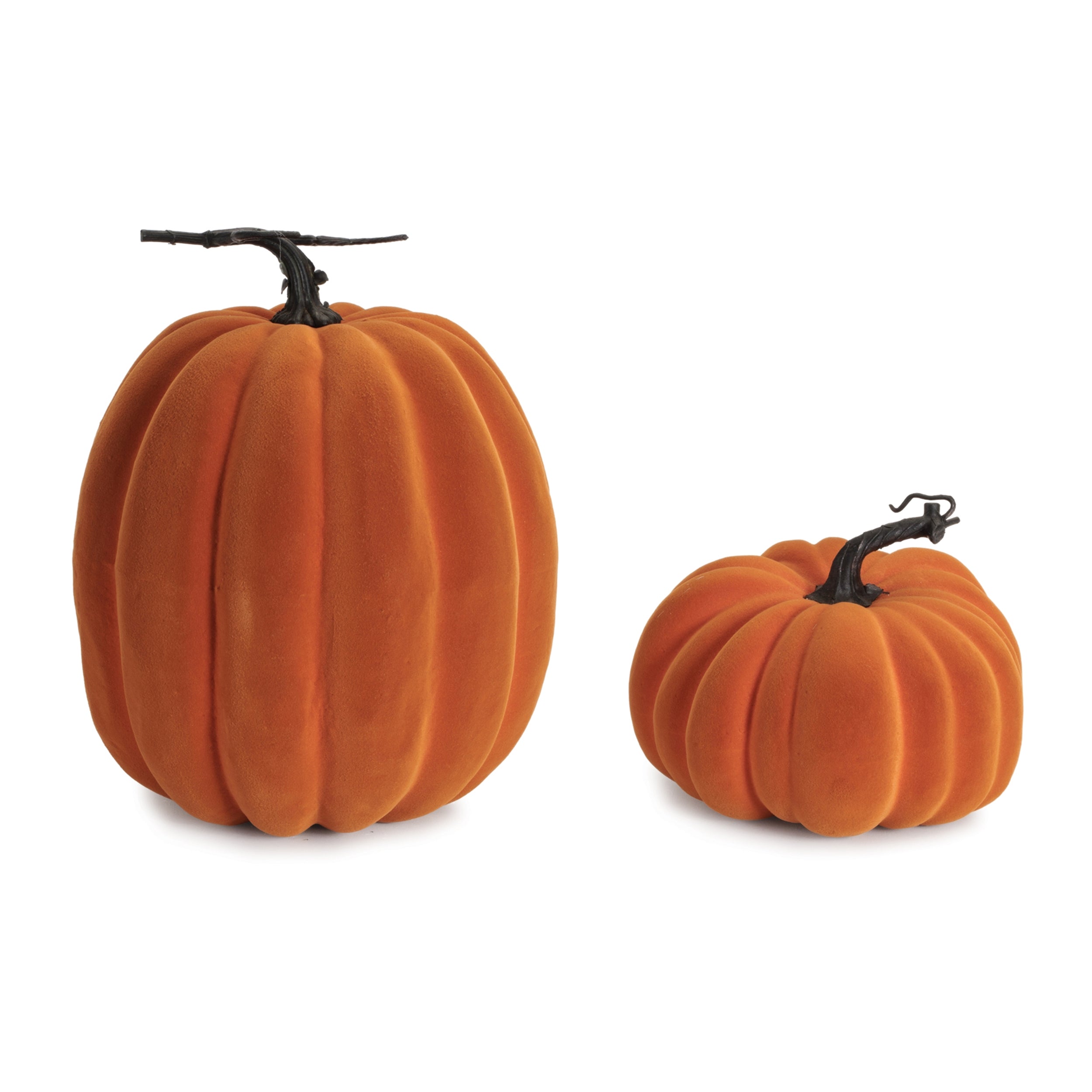 Velvet Textured Pumpkin Accent Set (Set of 2)