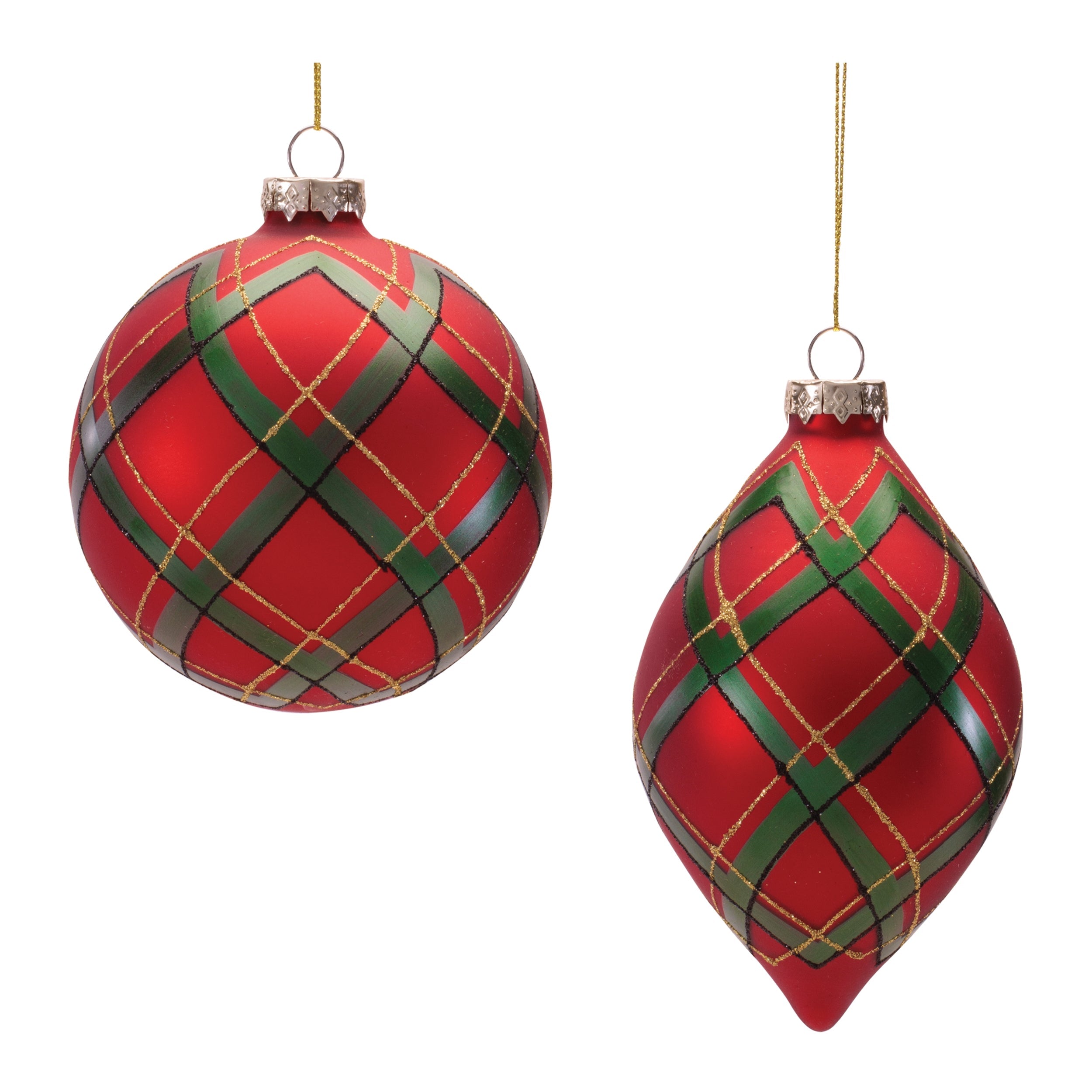 Plaid Glass Ornament (Set of 6)