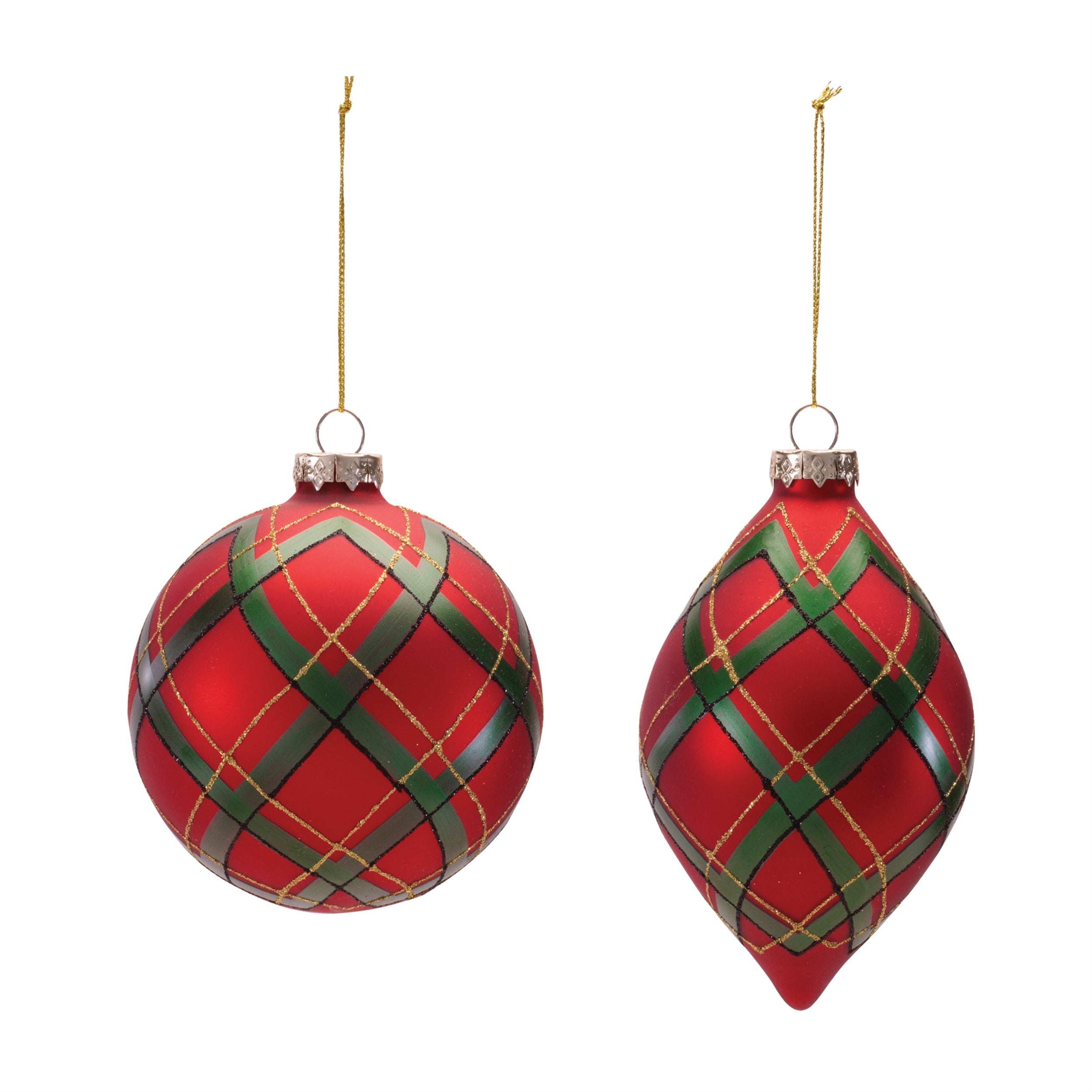Plaid Glass Ornament (Set of 6)