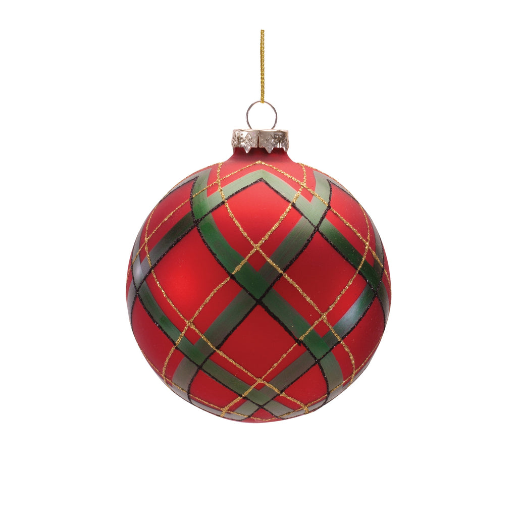 Plaid Glass Ornament (Set of 6)