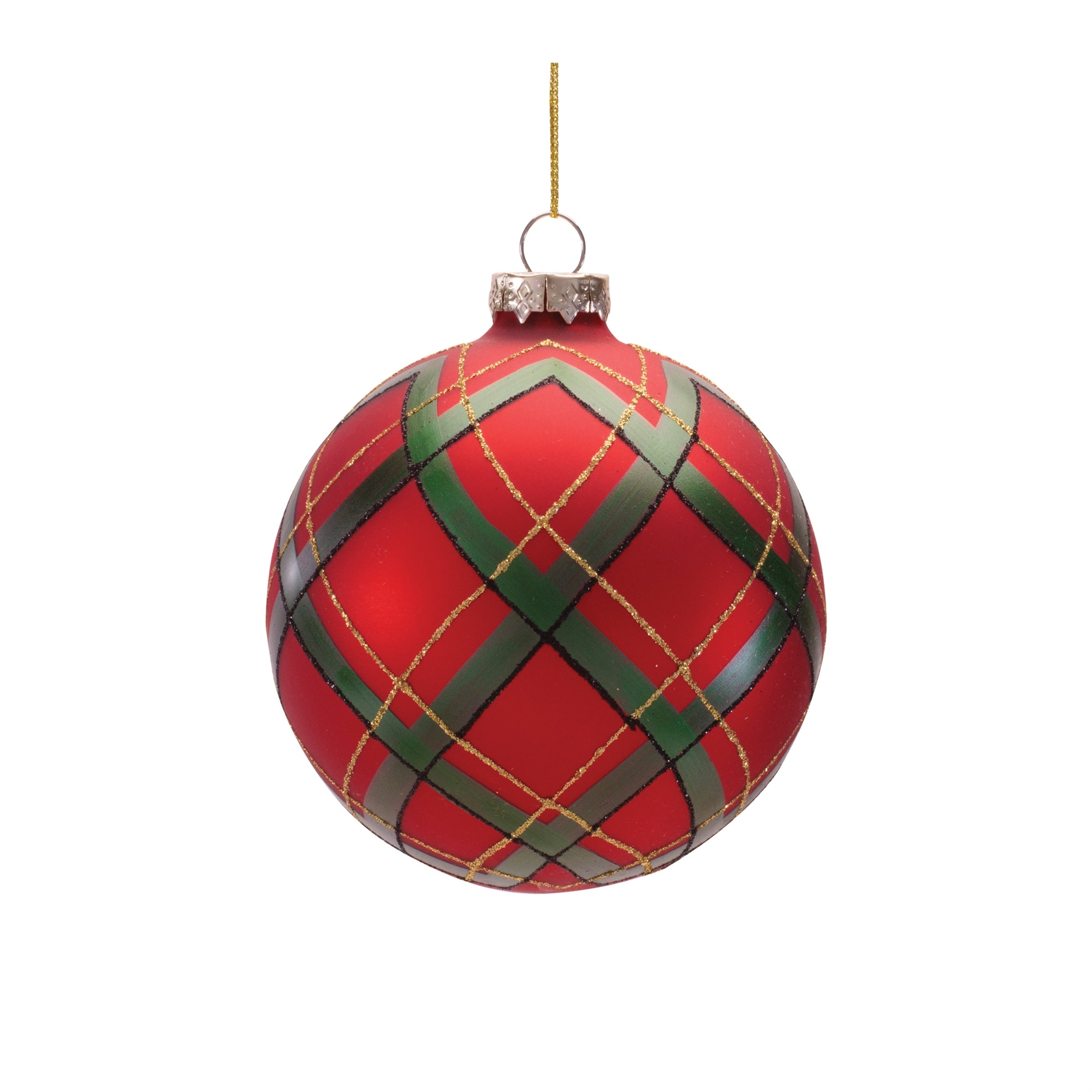 Plaid Glass Ornament (Set of 6)