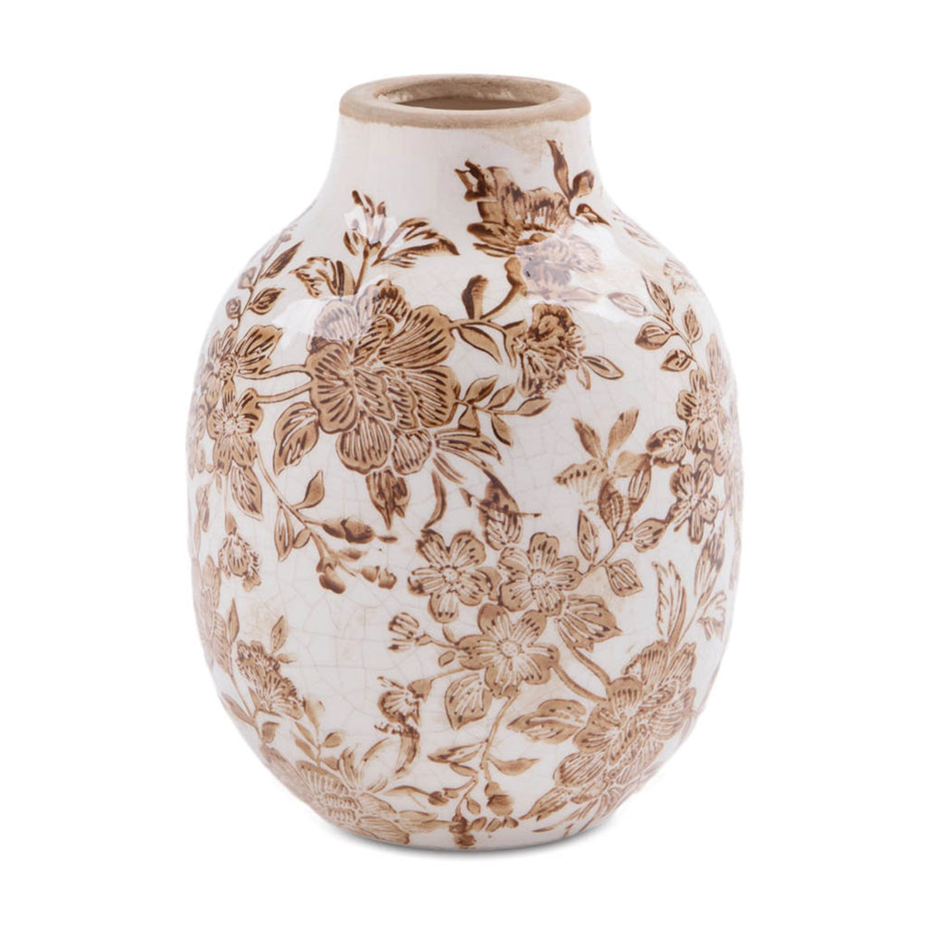 Floral Pattern Ceramic Vase 6.25"H