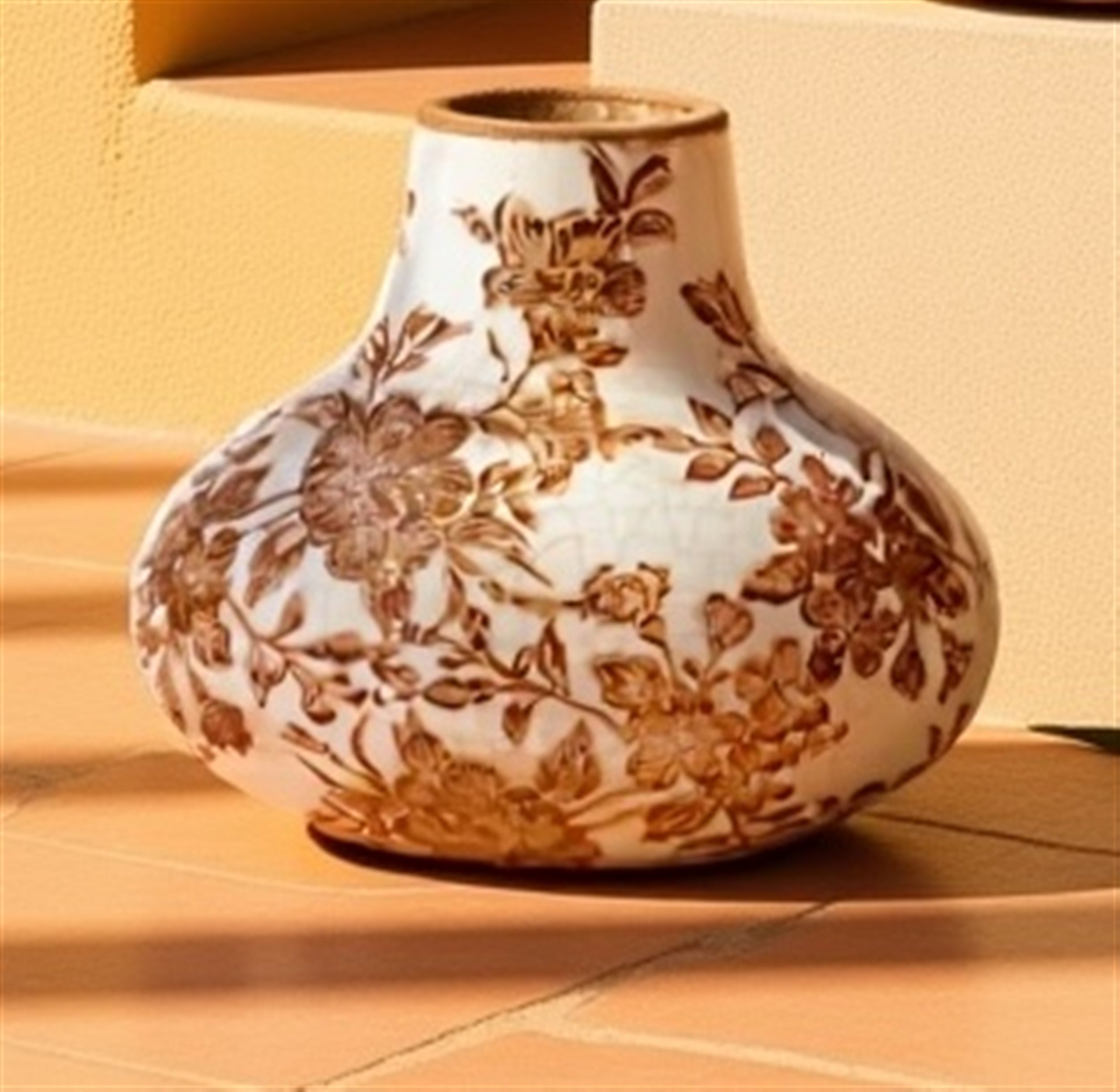Floral Pattern Ceramic Vase 4"H