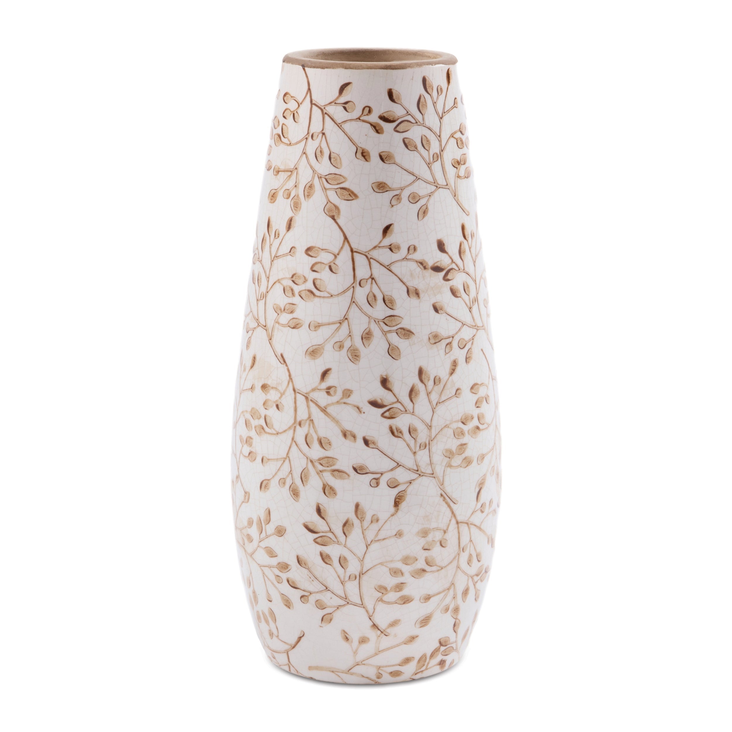 Botanical Crackle Ceramic Vase 12.5"H