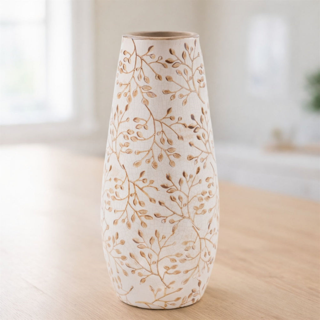 Botanical Crackle Ceramic Vase 12.5"H