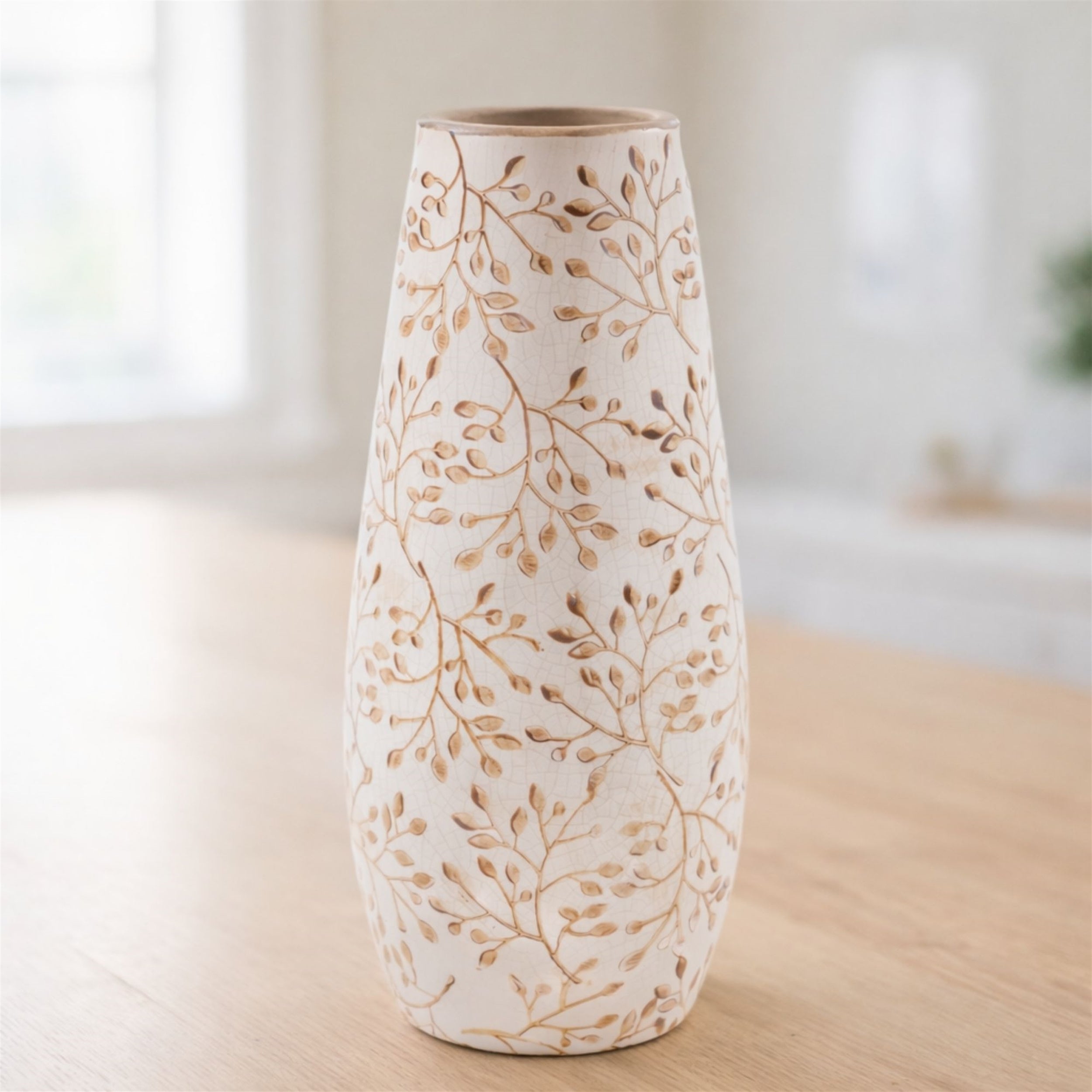 Botanical Crackle Ceramic Vase 12.5"H