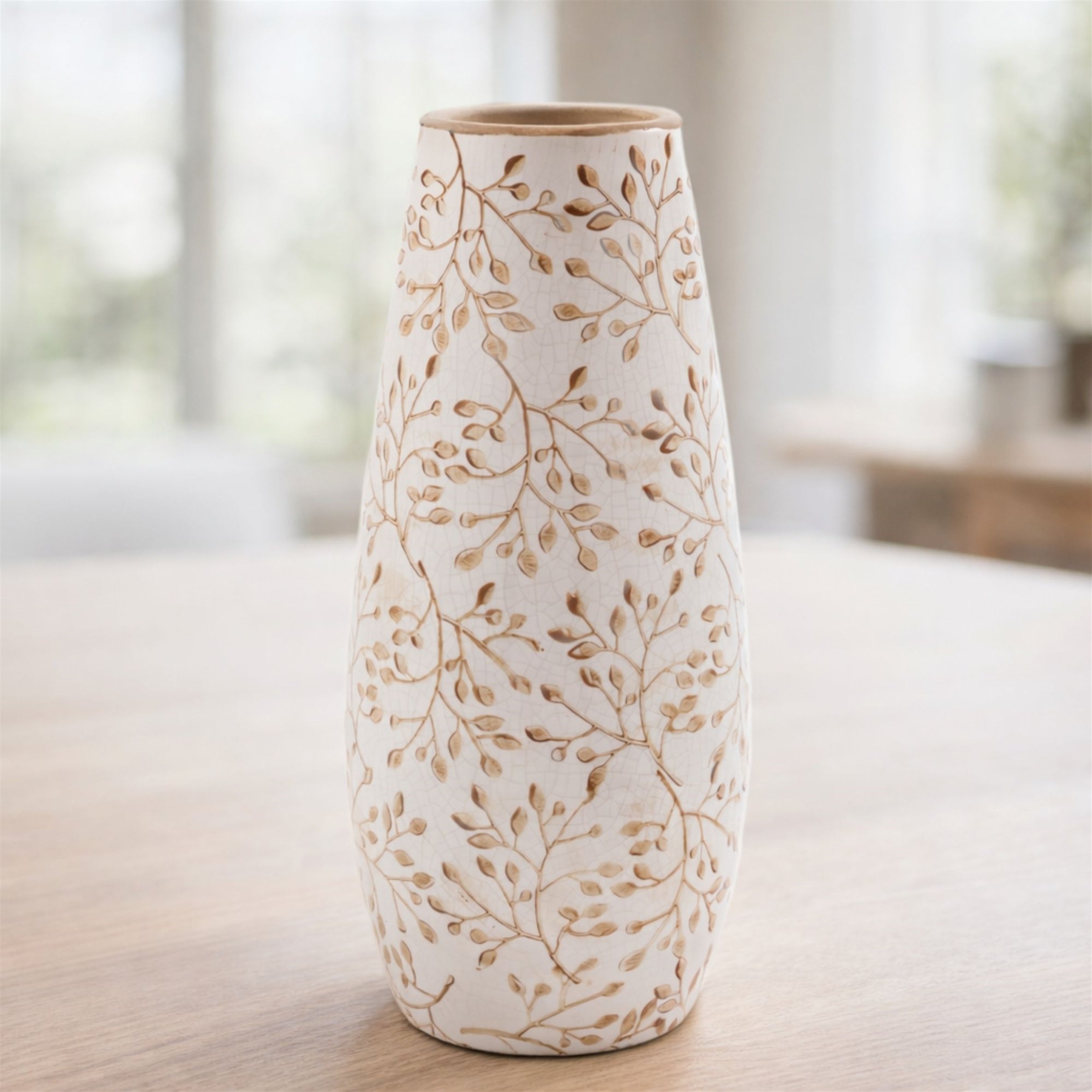 Botanical Crackle Ceramic Vase 12.5"H